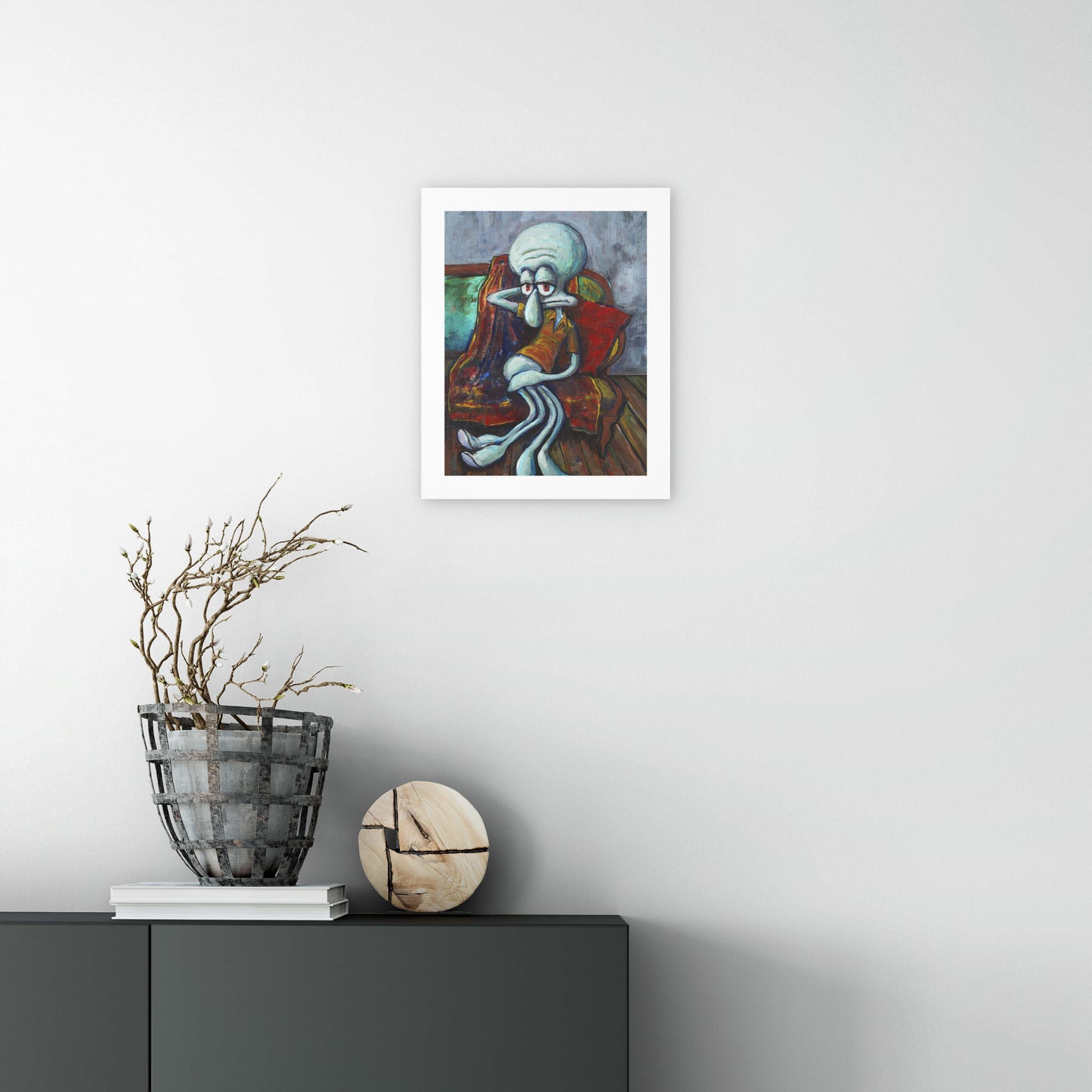 Seated On Green Sofa - Print
