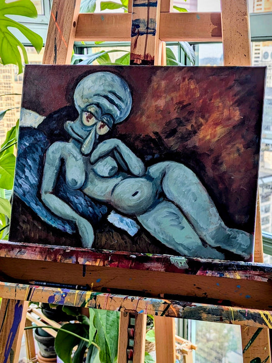 Nude on a Blue Cushion - Original