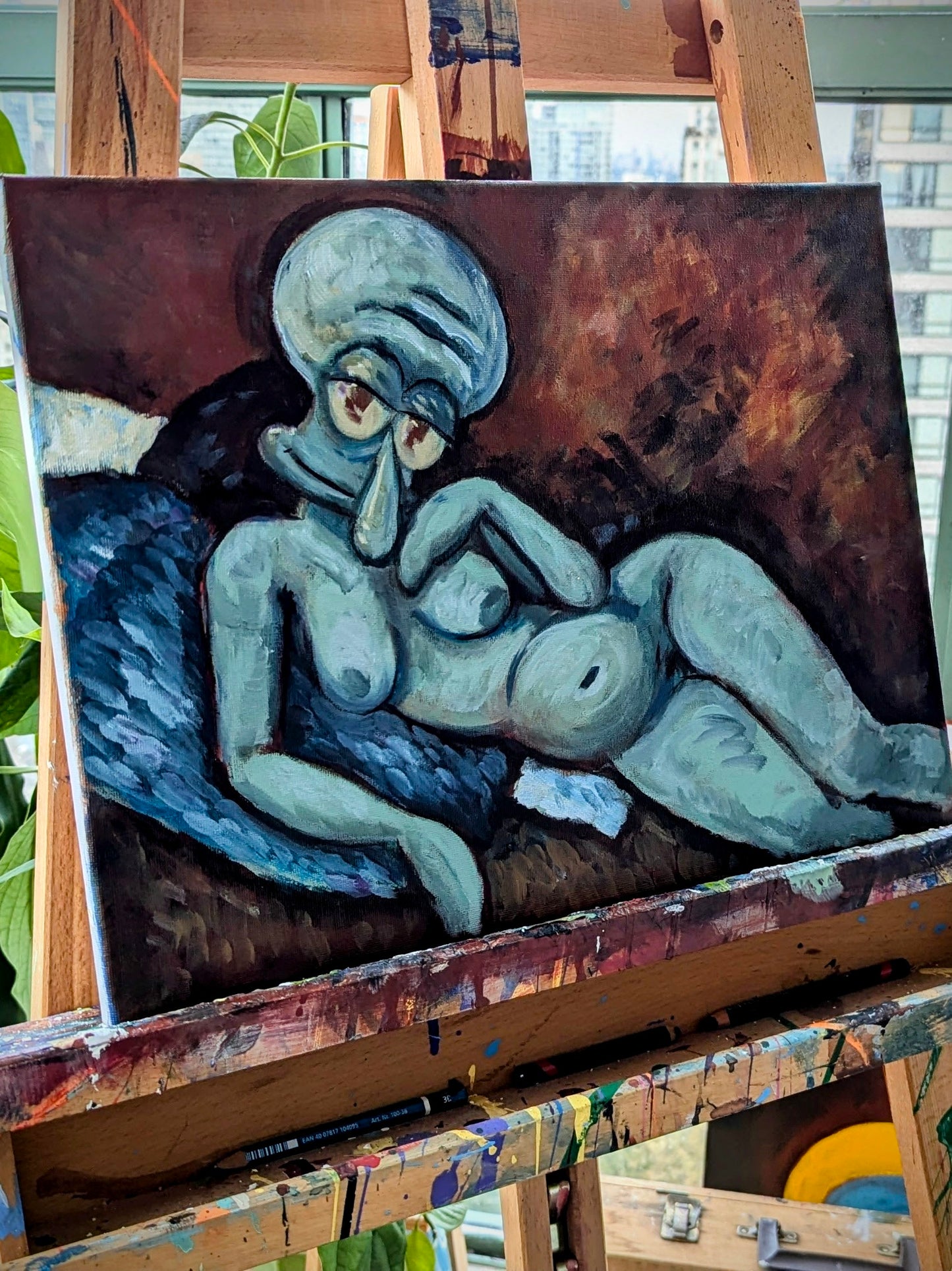 Nude on a Blue Cushion - Original