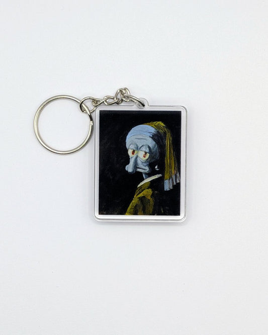 Squid with a Pearl Earring - Keychain
