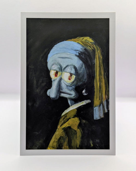 Squid with a Pearl Earring - Art Postcard