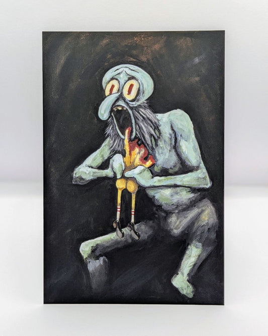 Squid Devouring his Sponge - Art Postcard