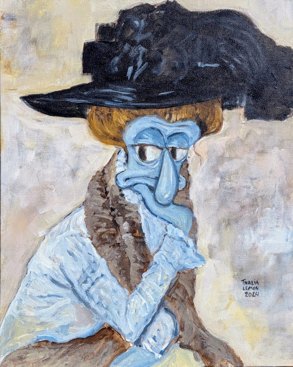 The Black Feathered Hat - Original