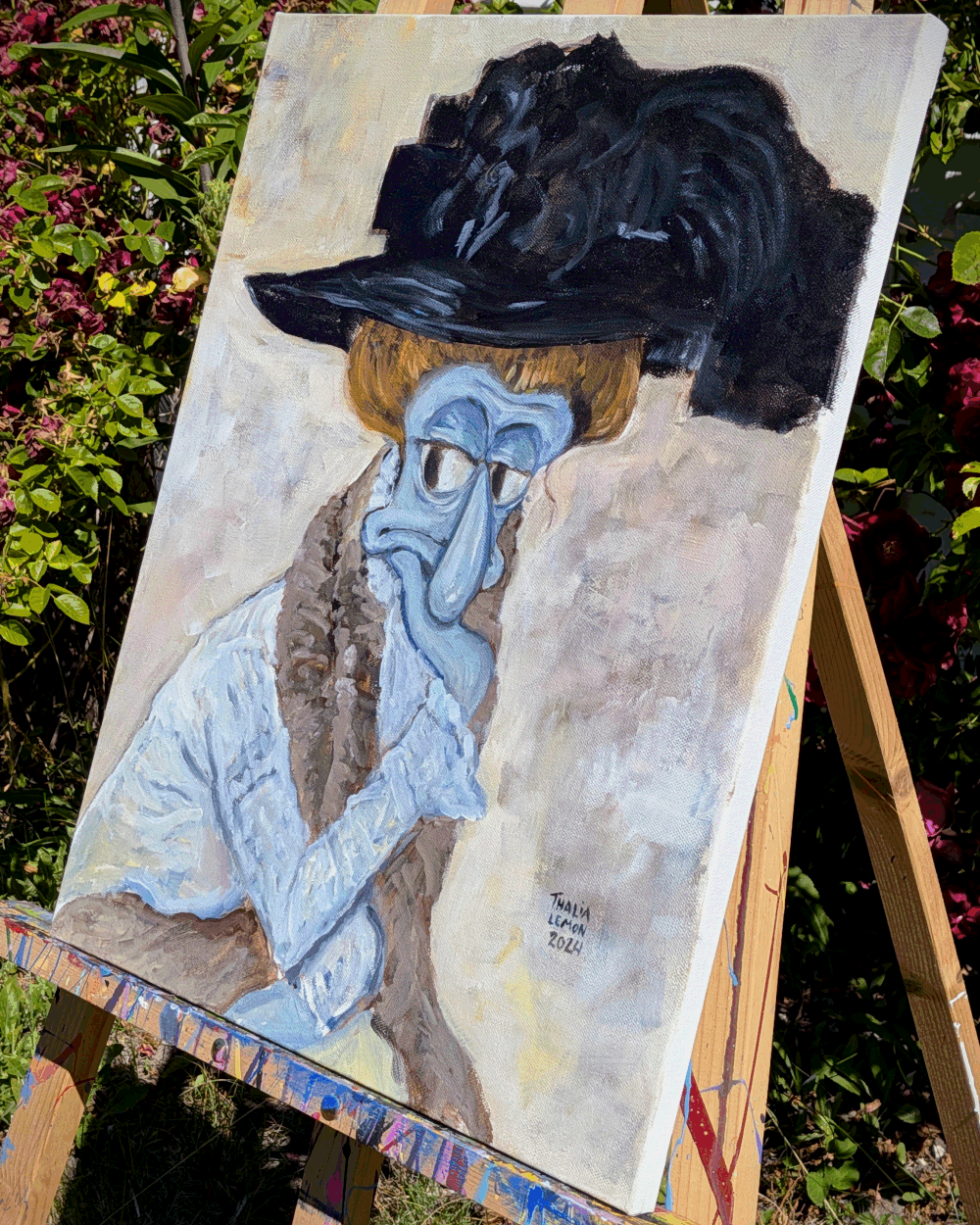 The Black Feathered Hat - Original