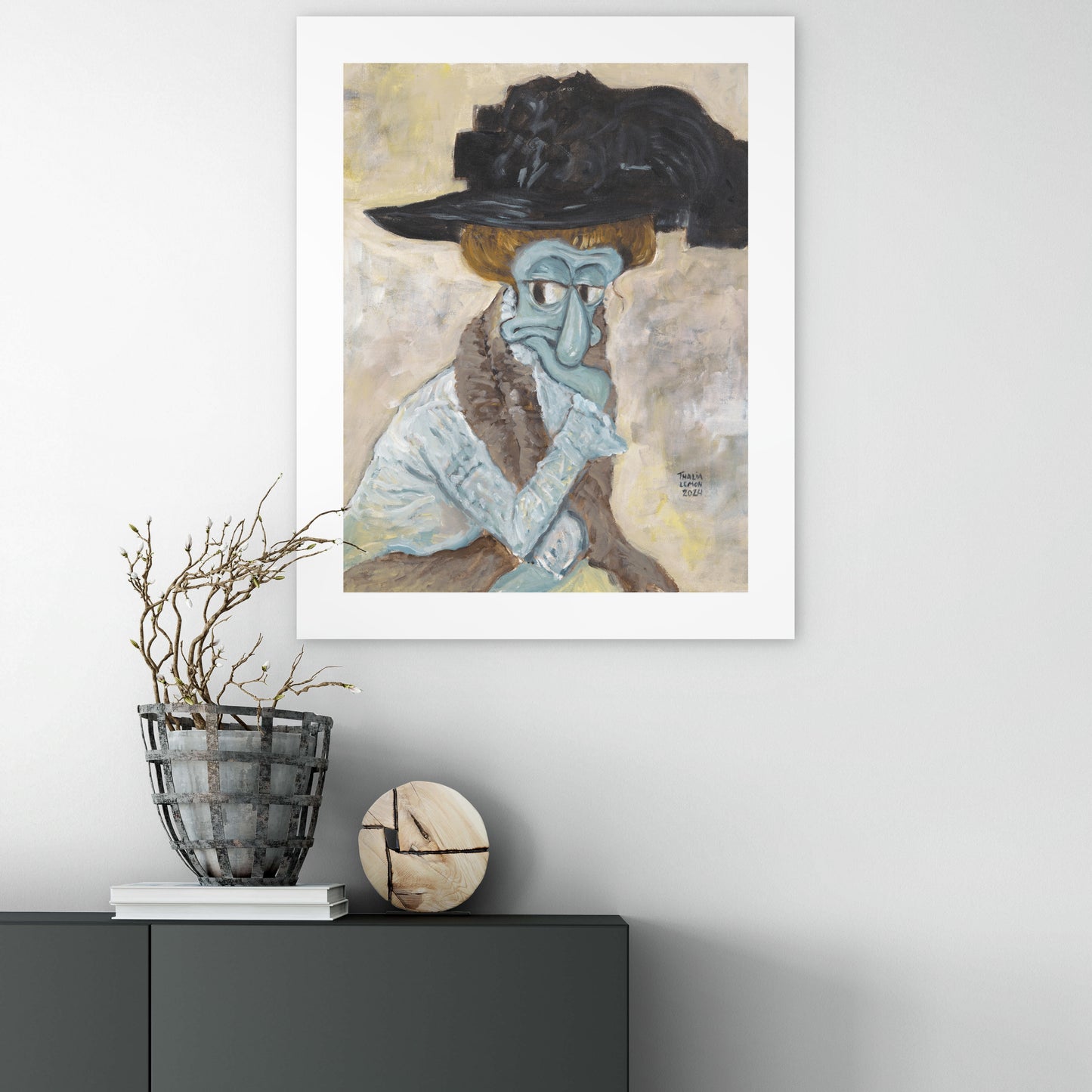 The Black Feathered Hat  - Print