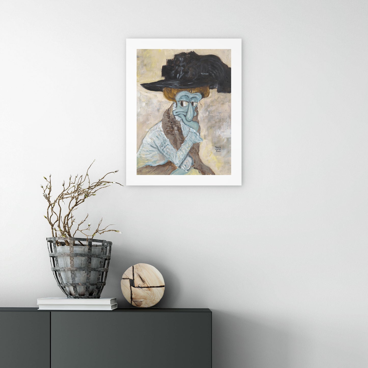The Black Feathered Hat  - Print