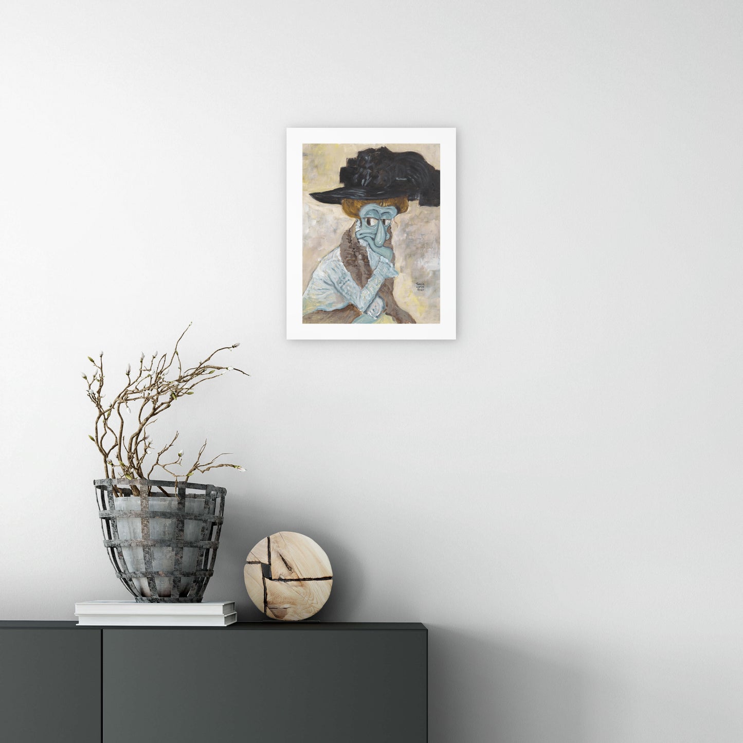 The Black Feathered Hat  - Print