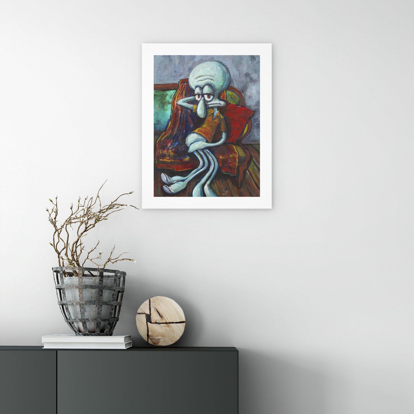 Seated On Green Sofa - Print